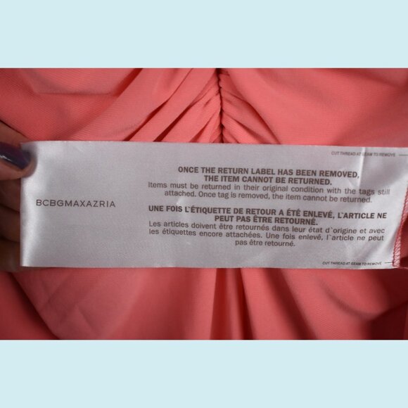 BCBGMAXAZRIA Dress Medium Coral One Shoulder Gathered Side Slit Column Gown NWT - Picture 13 of 15